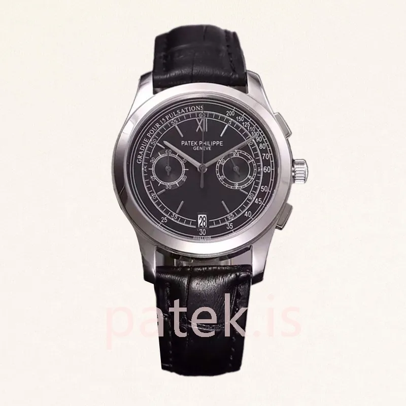 Patek Philippe Complications Men's 40mm ComplicationsWSL026 Leather Strap Quartz