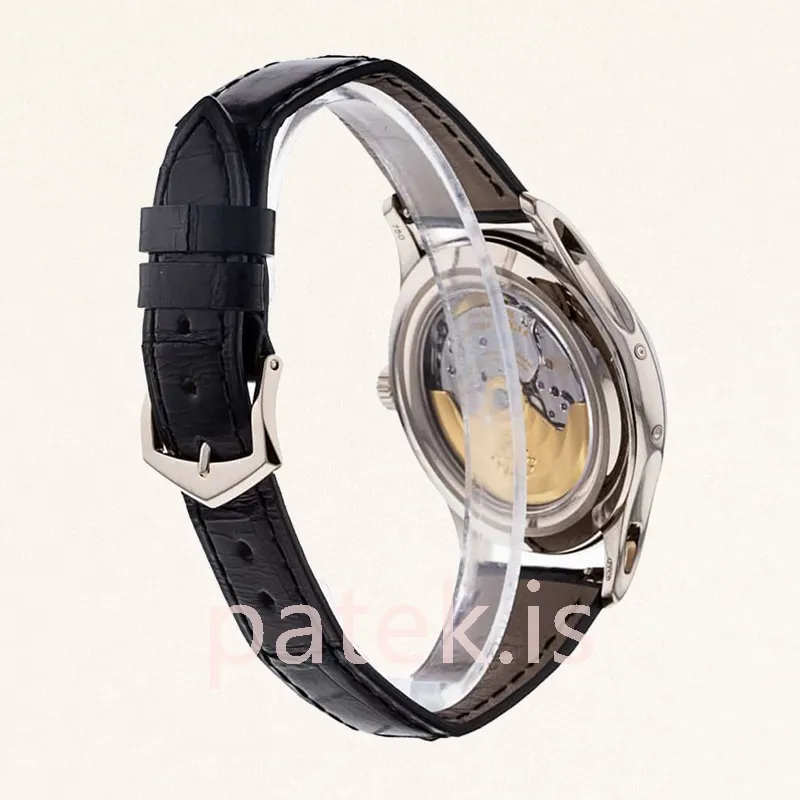 Patek Philippe Complications Men 5205G-013 40mm Leather Strap Silver-tone