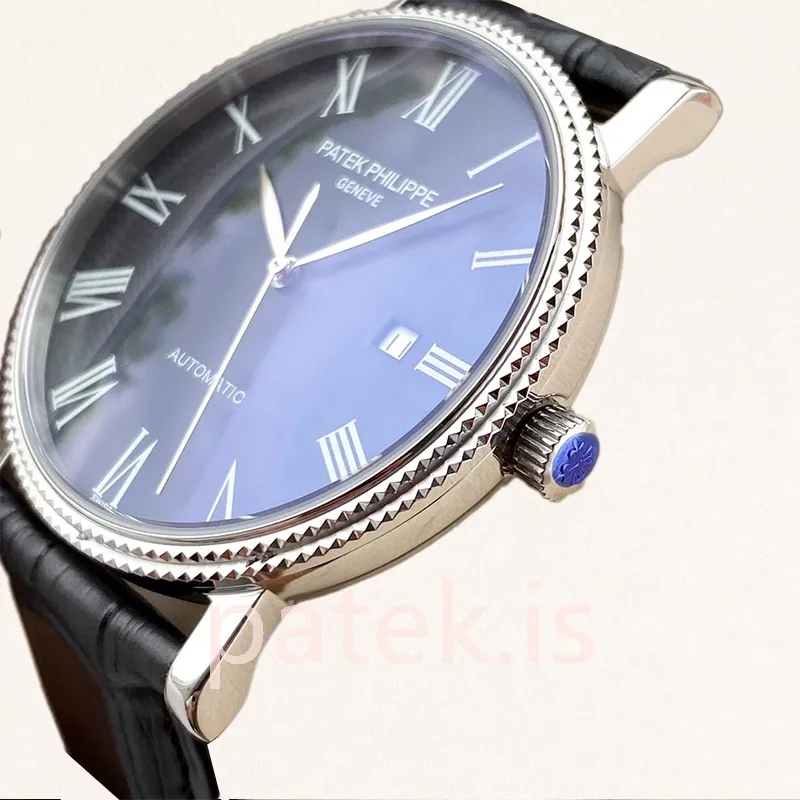 Patek Philippe Calatrava Men's 40mm CalatravaBKRL004 Leather Strap Silver-tone