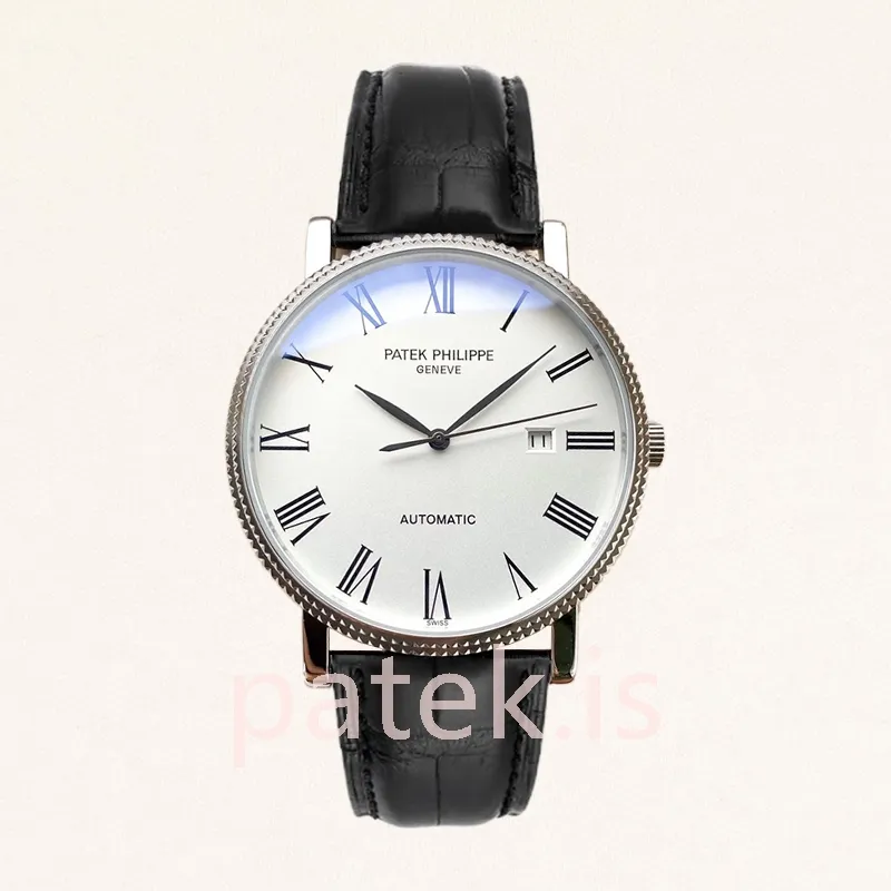 Patek Philippe Calatrava 40mm CalatravaWRL006 Men's Leather Strap Silver-tone