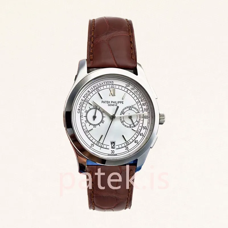 Patek Philippe Complications Men's 40mm ComplicationsWSL026 Leather Strap Quartz