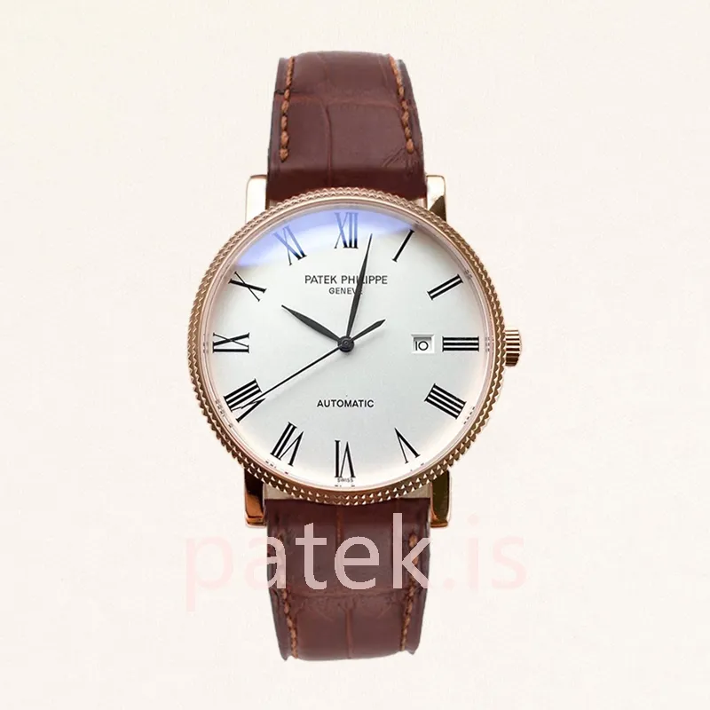 Patek Philippe Calatrava CalatravaWRL007 40mm Men's Leather Strap Rose Gold-tone