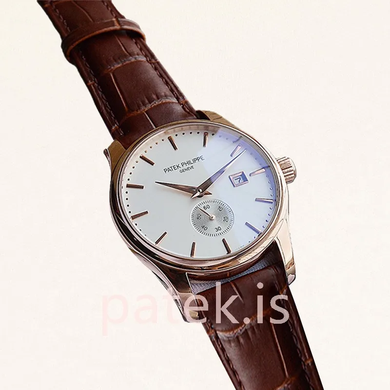 Patek Philippe Calatrava 40mm Men's CalatravaWSL017 Rose Gold-tone Leather Strap