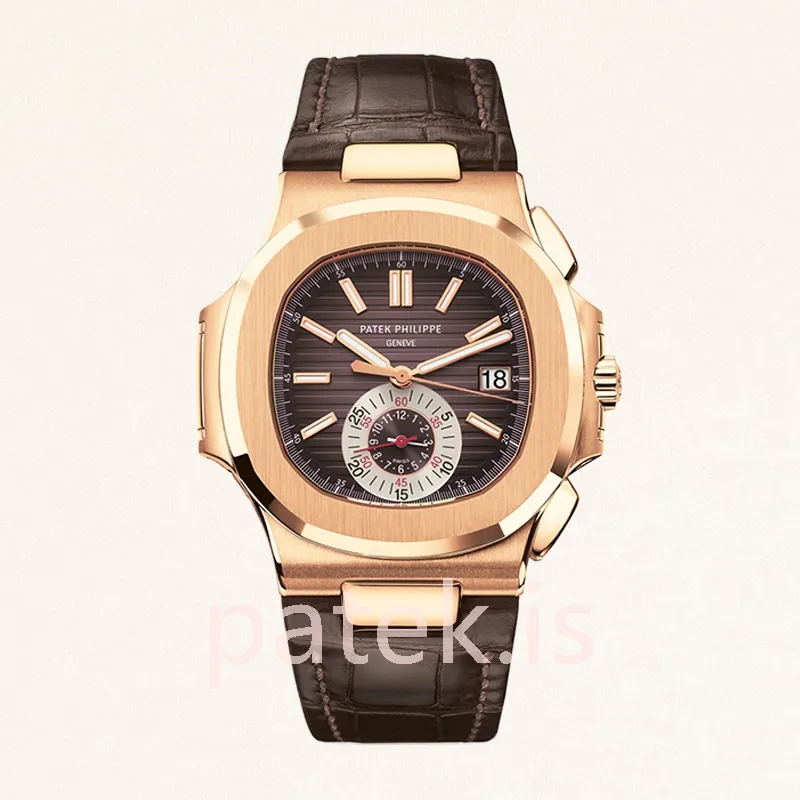 Patek Philippe Nautilus 40mm 5980R-001 Men's Leather Strap Automatic
